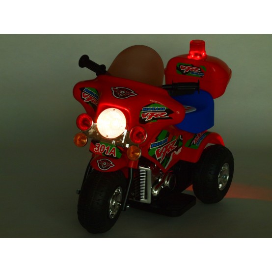 Policejní motorka Bravea 2 s blikajícím majáčkem a LED osvětlením, ŽLUTÁ
